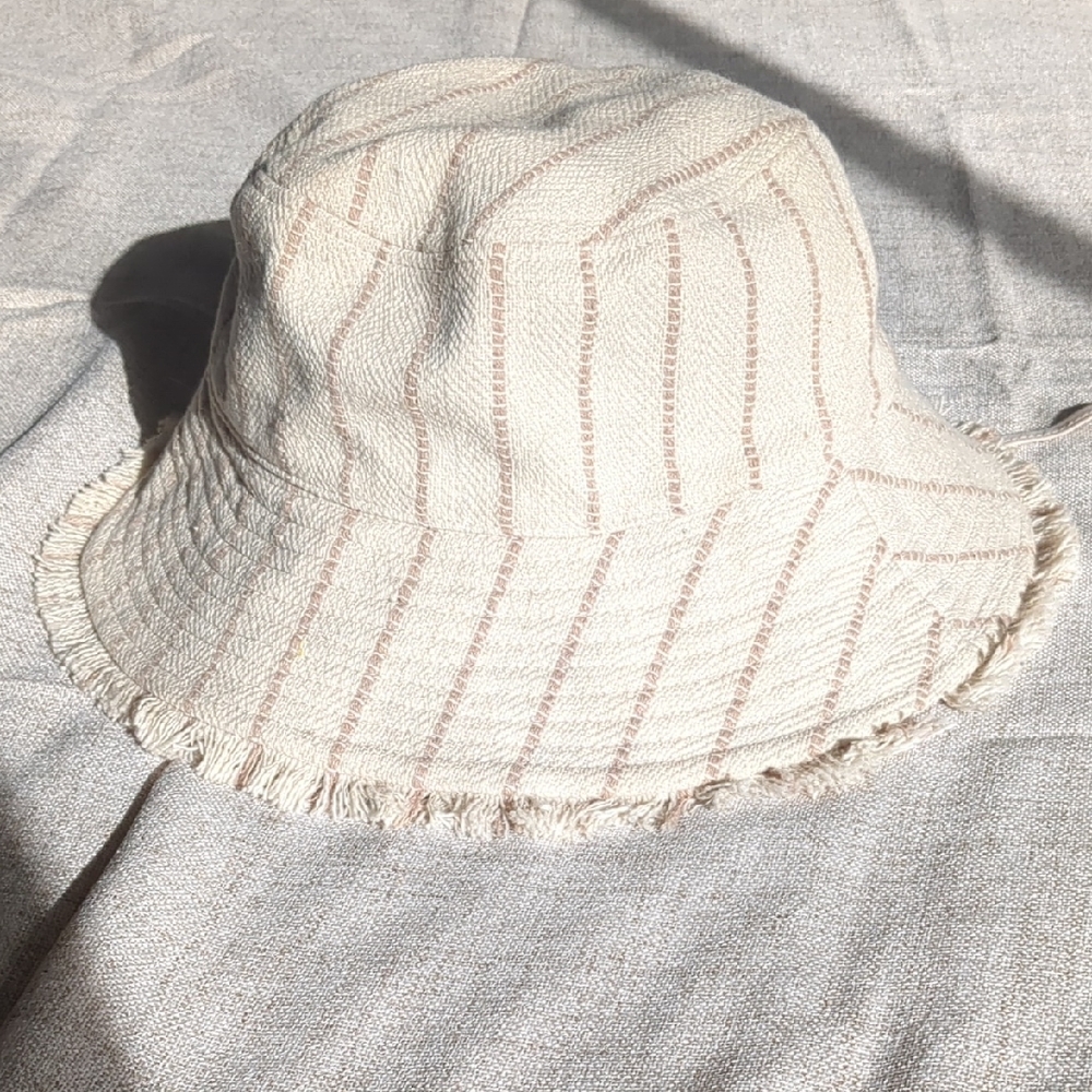 Striped Bucket Hat with Fringe